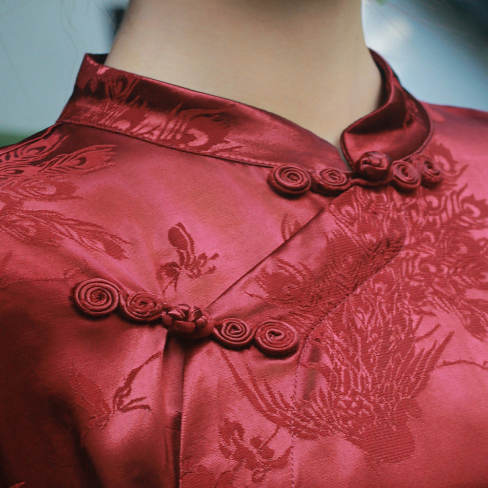 Acetic acid satin high end cheongsam can be worn for engagement dresses new Chinese style dresses women s temperament tea dresses and skirts image 5