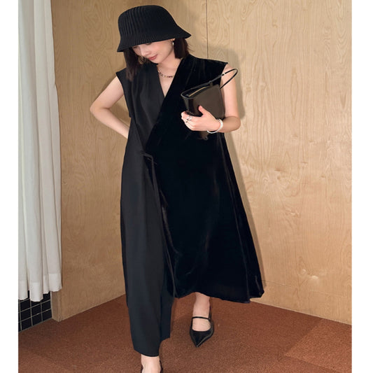 ASAYA4254 | Velvet Spliced Sleeveless Dress ✨🖤
