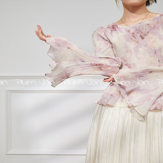 ASAYA4249 | Dreamy Watercolor Bell-Sleeve Blouse ✨