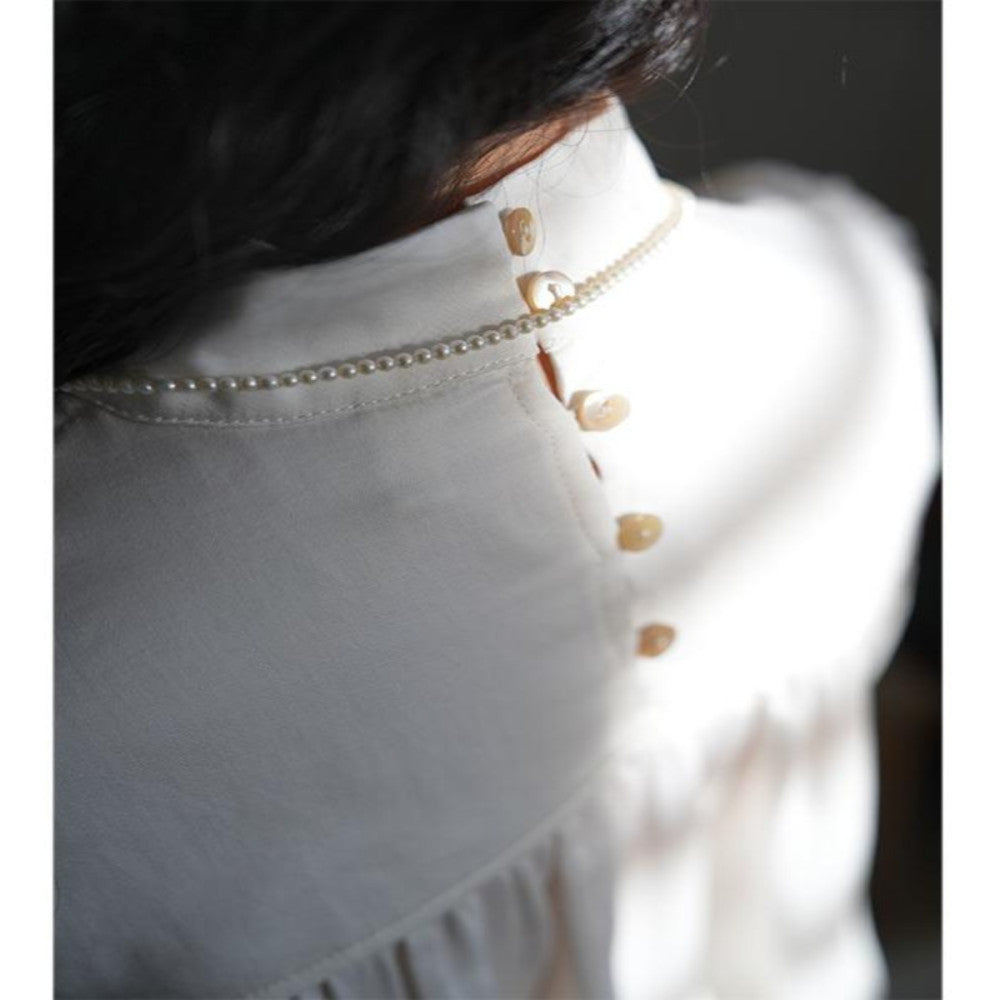 Chings vintage Edwardian style high neck top embroidered lace elastic waist lantern sleeve shirt image 4