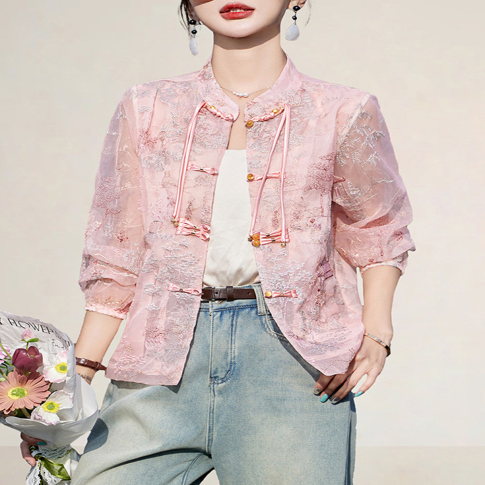 Fashionable new Chinese style embroidered buttons light sun protection jacket popular this year fresh heavy spring and autumn tops image 15