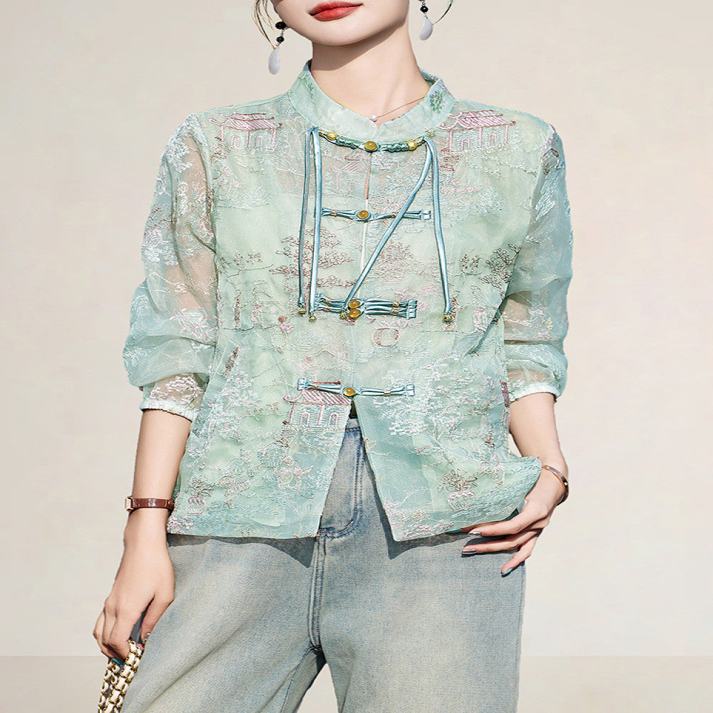 Fashionable new Chinese style embroidered buttons light sun protection jacket popular this year fresh heavy spring and autumn tops image 16