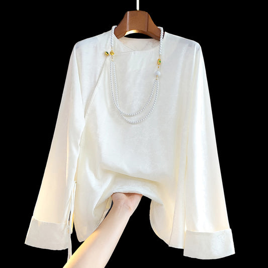 ASAYA4234 🔸 Elegant Mulberry Silk Jacquard Blouse ✨👚