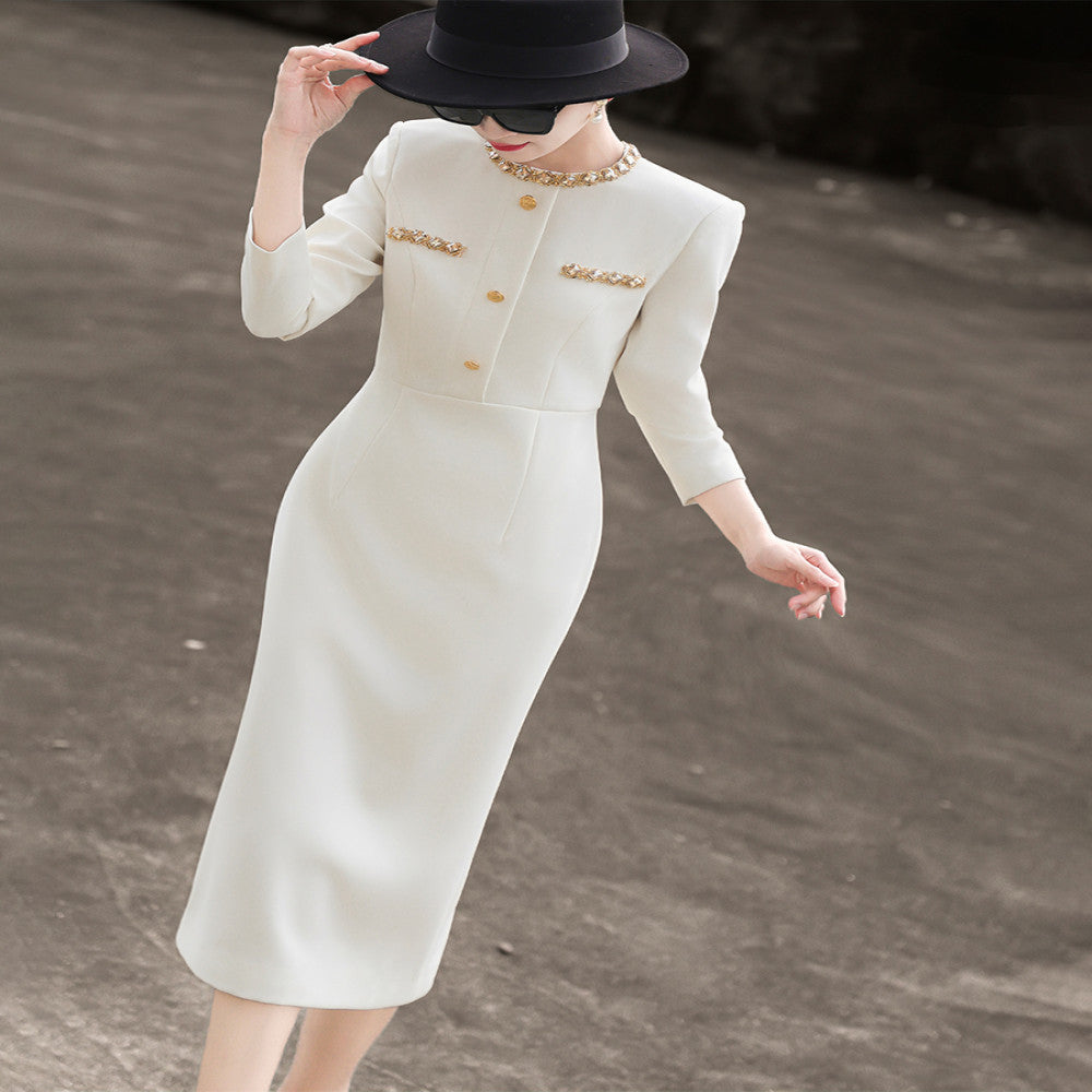 Lanser s 2025 Spring New Style Commuting Light Professional Heavy Industry Nail Bead Slimming and Slimming Bag Hip Dress for Women image 12