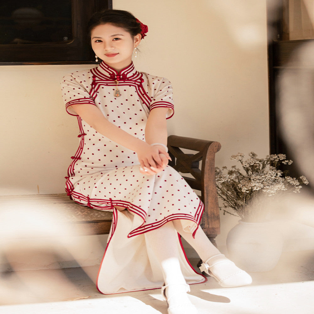 Qingdou Fuxia ancient cheongsam double breasted heavy duty false high slit 30s dragging retro beautiful Republic of China lady image 27