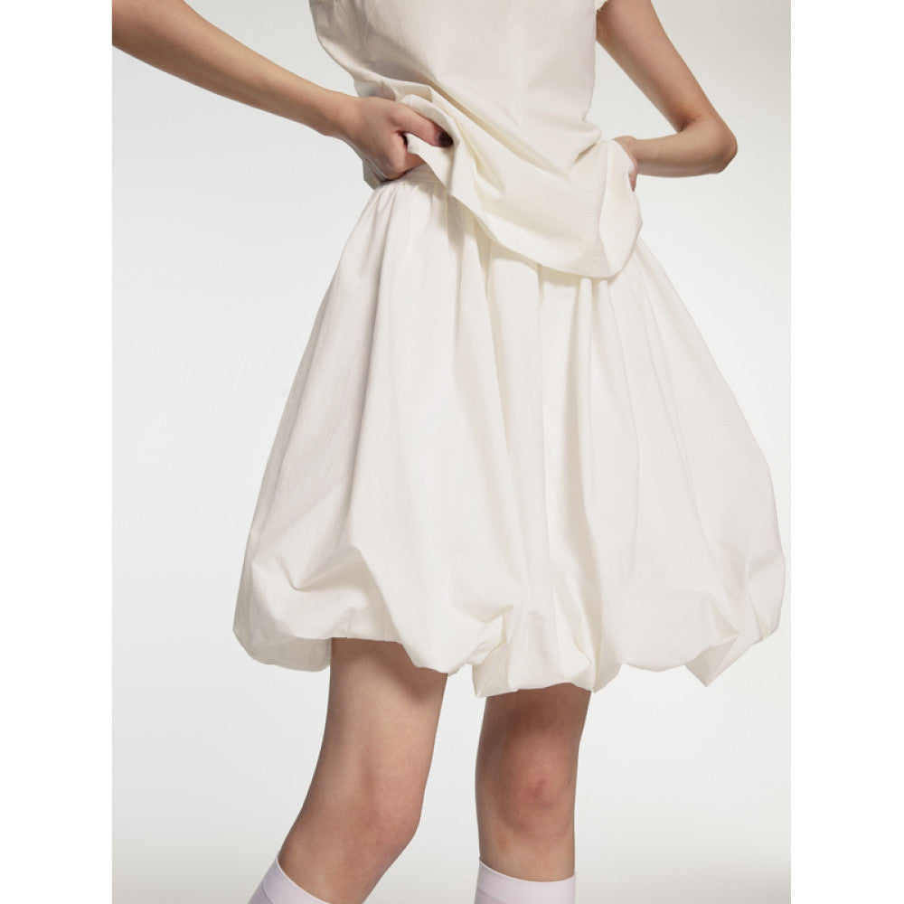 LC Cloud Bud Skirt summer new style temperament lady high waist pure white bud skirt versatile slim image 6