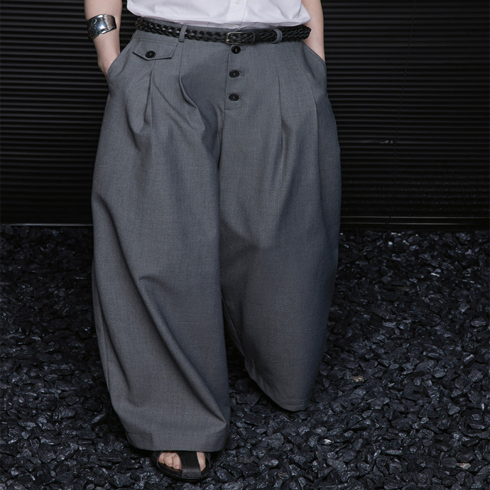 Moment gray trousers women 2025 spring and summer new drape high end casual loose handsome wide leg pants image 8