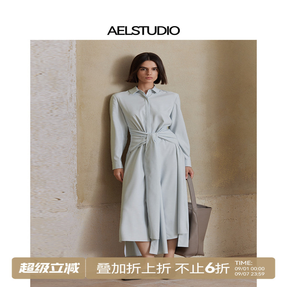 AEL original design simple French dress female 2025 new commuter style temperament waist shirt dress image 0