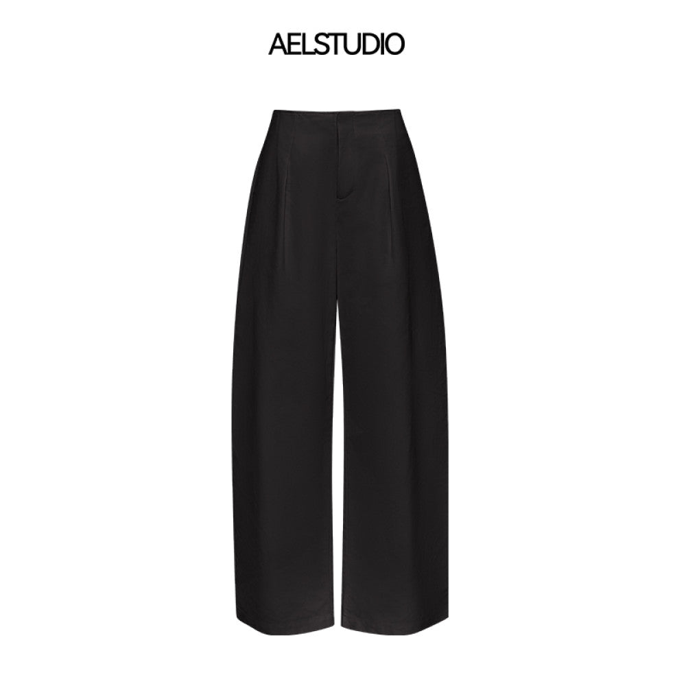 AEL original French temperament high waist cotton wide leg pants women 2025 summer loose high grade scimitar pants straight trousers image 17