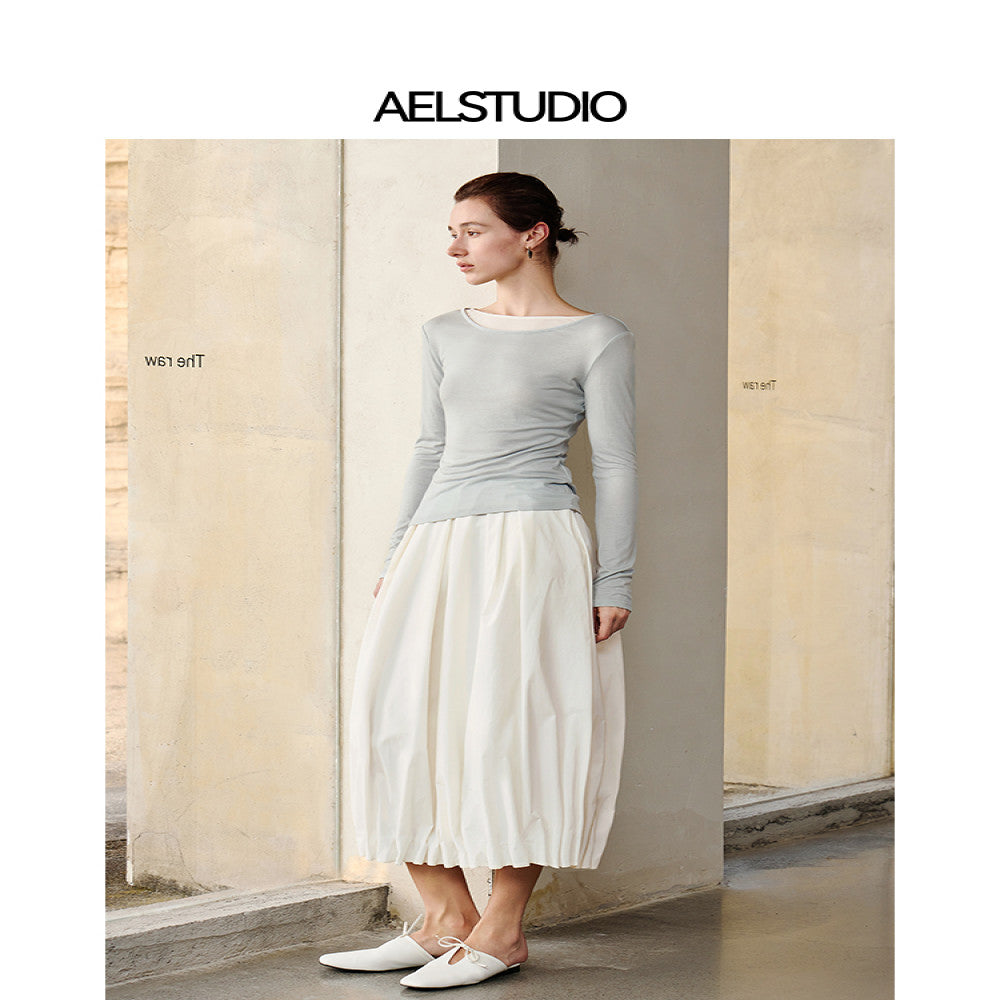 AEL Original French Style White Half length Skirt for Women 2025 New Autumn Edition Elegant Flower Bud Skirt Design image 4