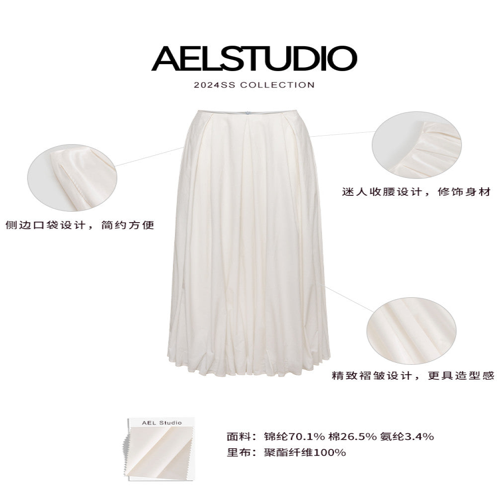 AEL Original French Style White Half length Skirt for Women 2025 New Autumn Edition Elegant Flower Bud Skirt Design image 5