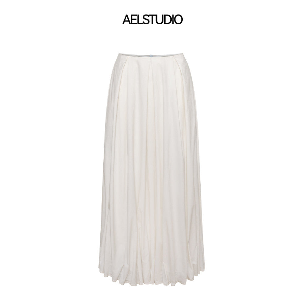 AEL Original French Style White Half length Skirt for Women 2025 New Autumn Edition Elegant Flower Bud Skirt Design image 12