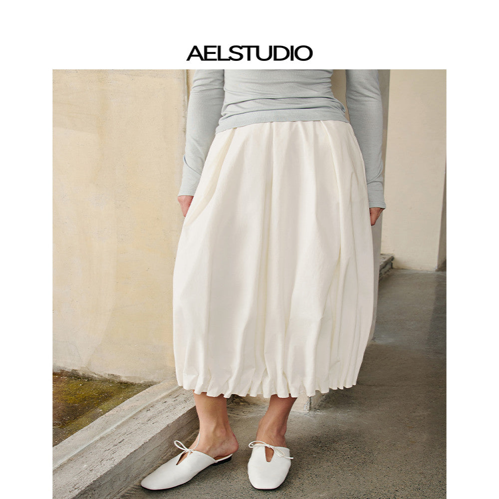 AEL Original French Style White Half length Skirt for Women 2025 New Autumn Edition Elegant Flower Bud Skirt Design image 27