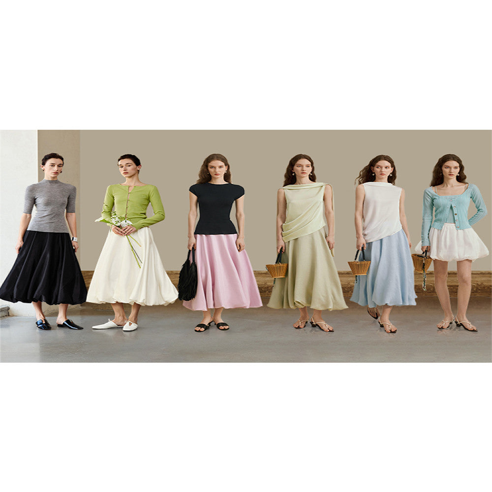 Classic Wardrobe AEL Original Flowing Satin High Waist Skirt for Women 2025 Autumn Water Mother Skirt Pink Flower Bud Skirt image 140