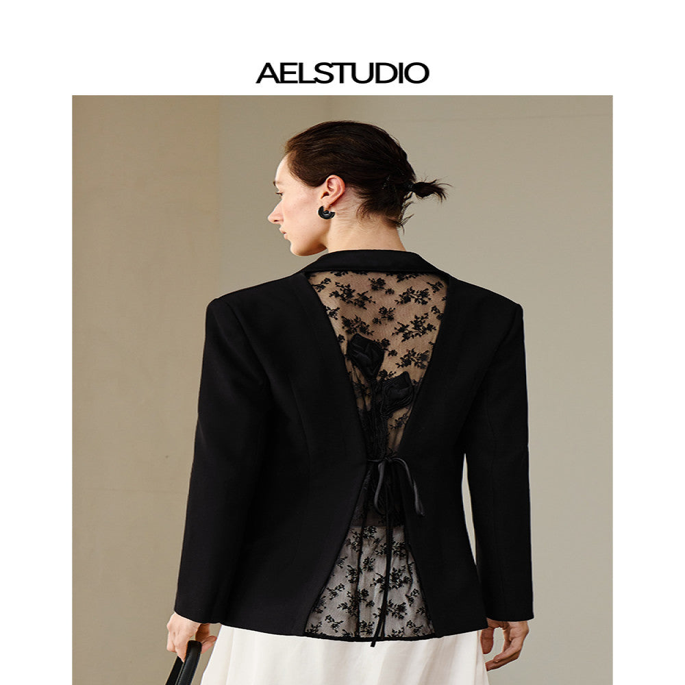 AEL original French suit jacket for women in the autumn of 2025 exuding a refined and sophisticated vibe One button lace backless suit image 2