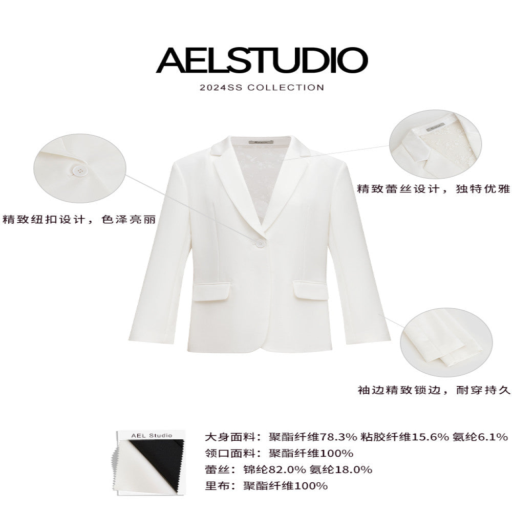 AEL original French suit jacket for women in the autumn of 2025 exuding a refined and sophisticated vibe One button lace backless suit image 5