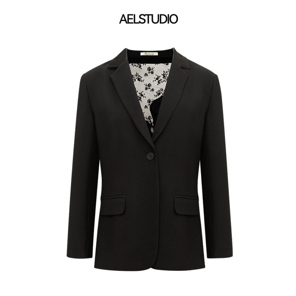 AEL original French suit jacket for women in the autumn of 2025 exuding a refined and sophisticated vibe One button lace backless suit image 14