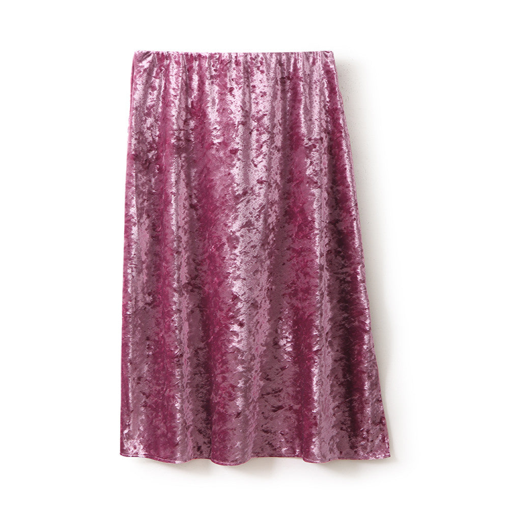 In stock Regret for missing customized diamond velvet half skirt temperament new versatile elastic waist straight tube half skirt image 5
