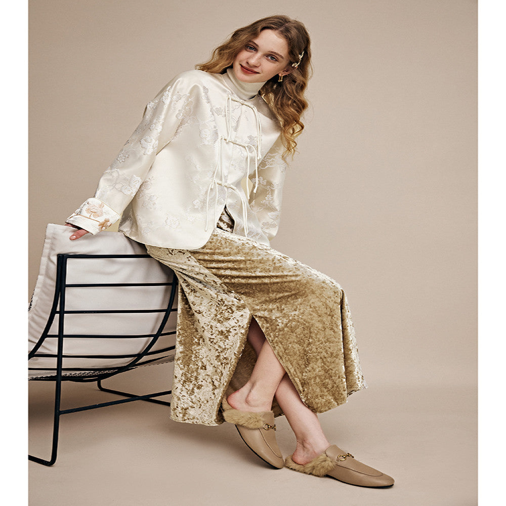 In stock Regret for missing customized diamond velvet half skirt temperament new versatile elastic waist straight tube half skirt image 0