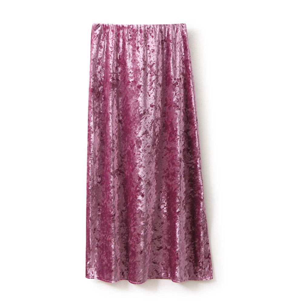 In stock Regret for missing customized diamond velvet half skirt temperament new versatile elastic waist straight tube half skirt image 35