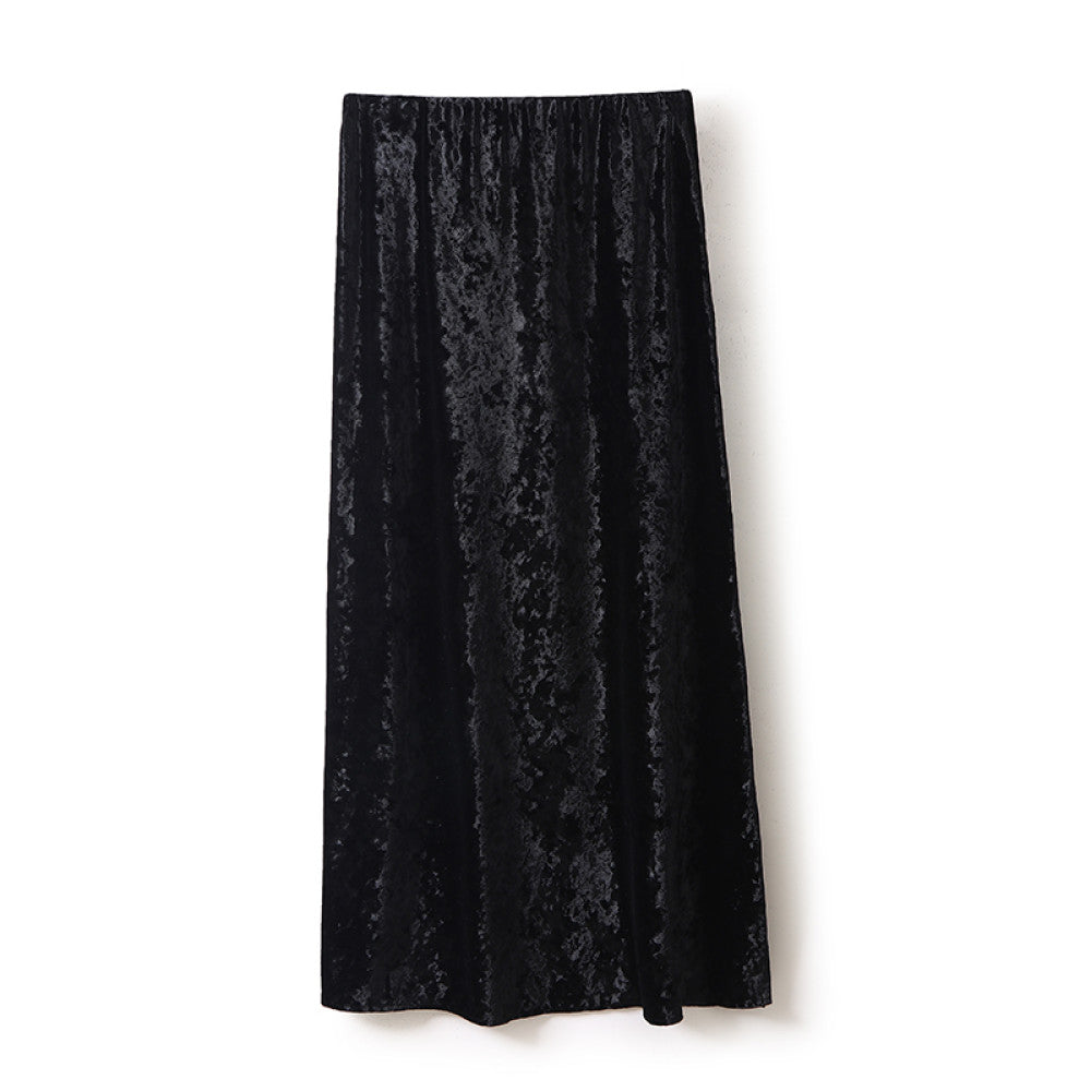 In stock Regret for missing customized diamond velvet half skirt temperament new versatile elastic waist straight tube half skirt image 36