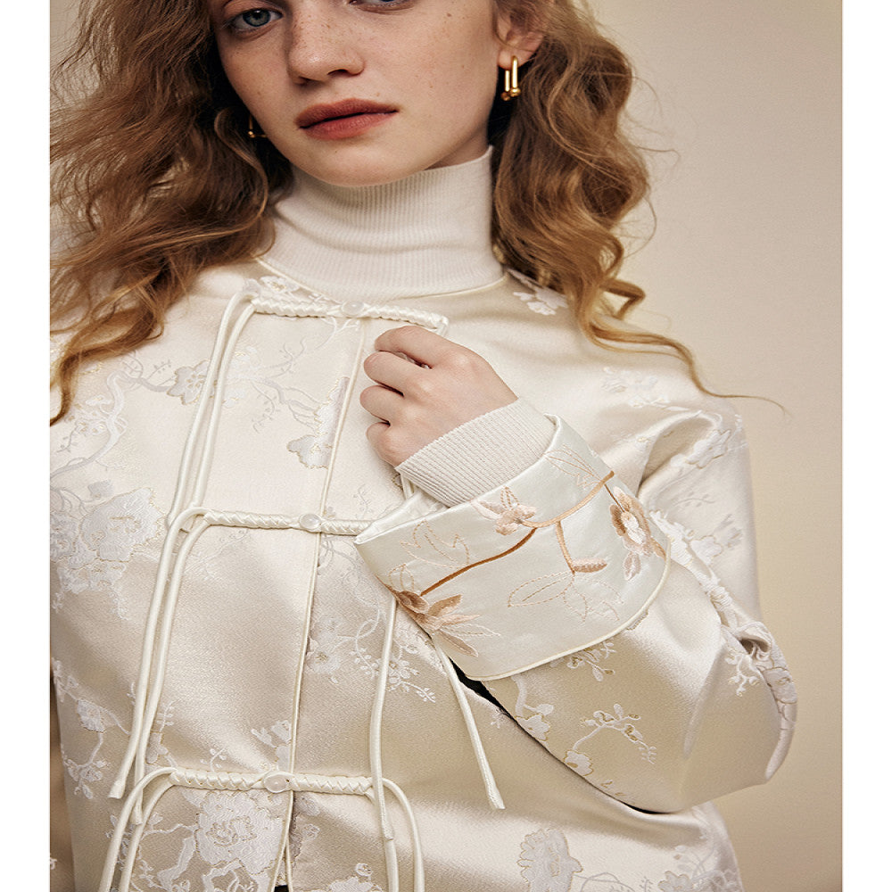 Spot New Chinese style National Style Su Pan Buckle Gilded Jacquard Heavy Industry Embroidery Simulation Silk Song Brocade Coat for Women image 2