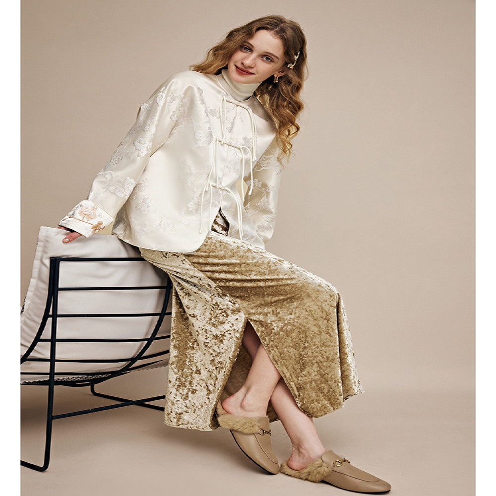 Spot New Chinese style National Style Su Pan Buckle Gilded Jacquard Heavy Industry Embroidery Simulation Silk Song Brocade Coat for Women image 3
