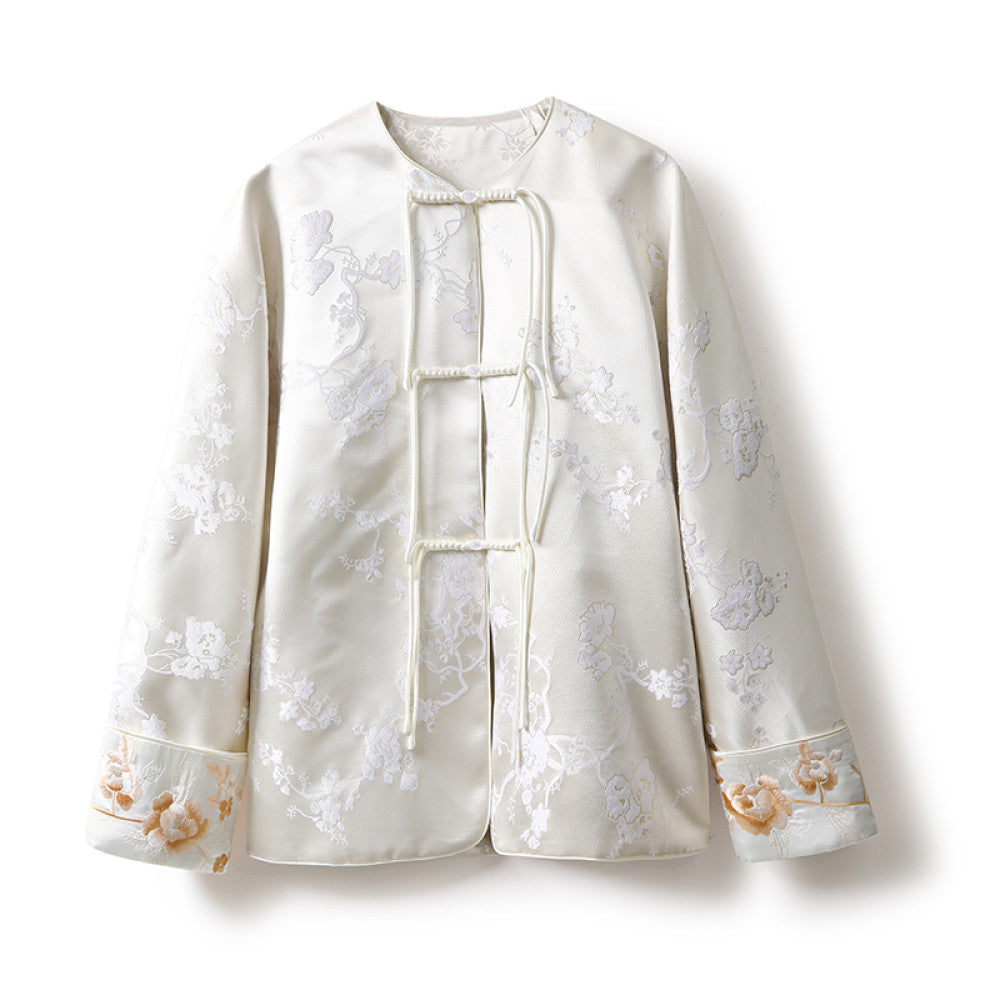 Spot New Chinese style National Style Su Pan Buckle Gilded Jacquard Heavy Industry Embroidery Simulation Silk Song Brocade Coat for Women image 13