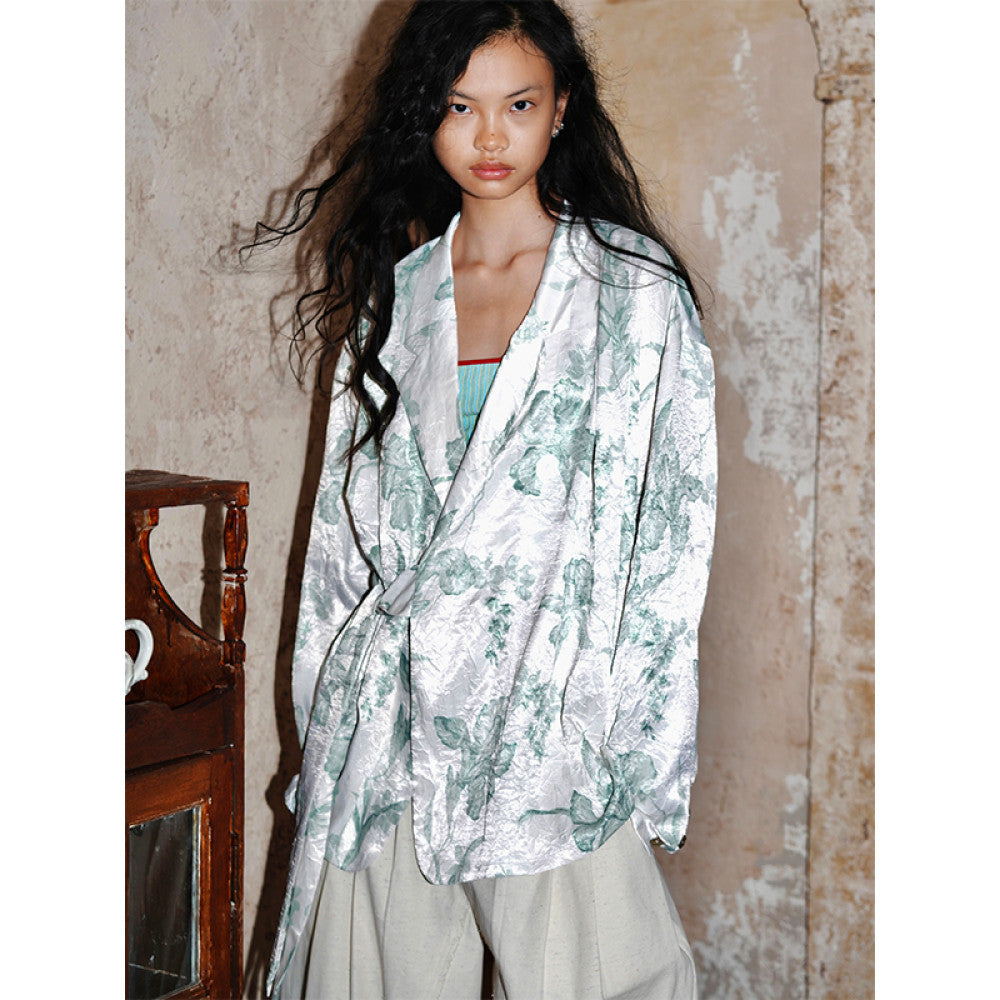 Bad taste Western original printed loose retro lace up spring suit jacket image 0