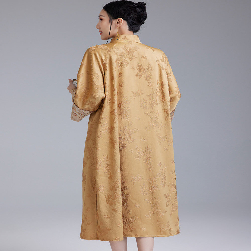 Moyu 2024 Autumn New Chinese Style Retro Art Tea Clothes Improved Slant Skirt Cheongsam Chinese Embroidery Dress image 5