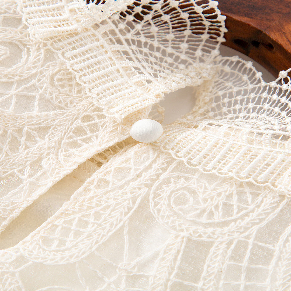 French sweet lace hollow out long sleeved temperament shirt for women in autumn 2025 fashionable and stylish interior top for women image 8