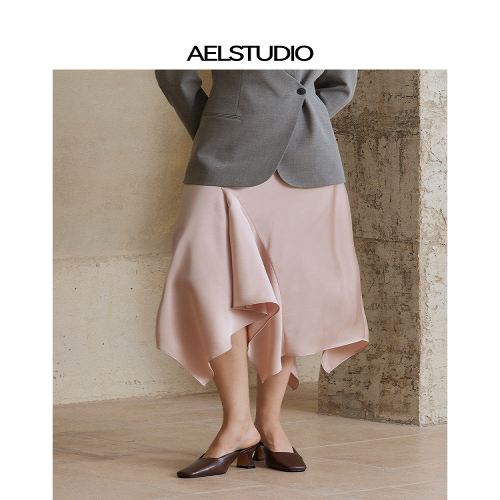 AEL original slim fit design skirt female 2025 new irregular splicing niche autumn and winter skirt image 2