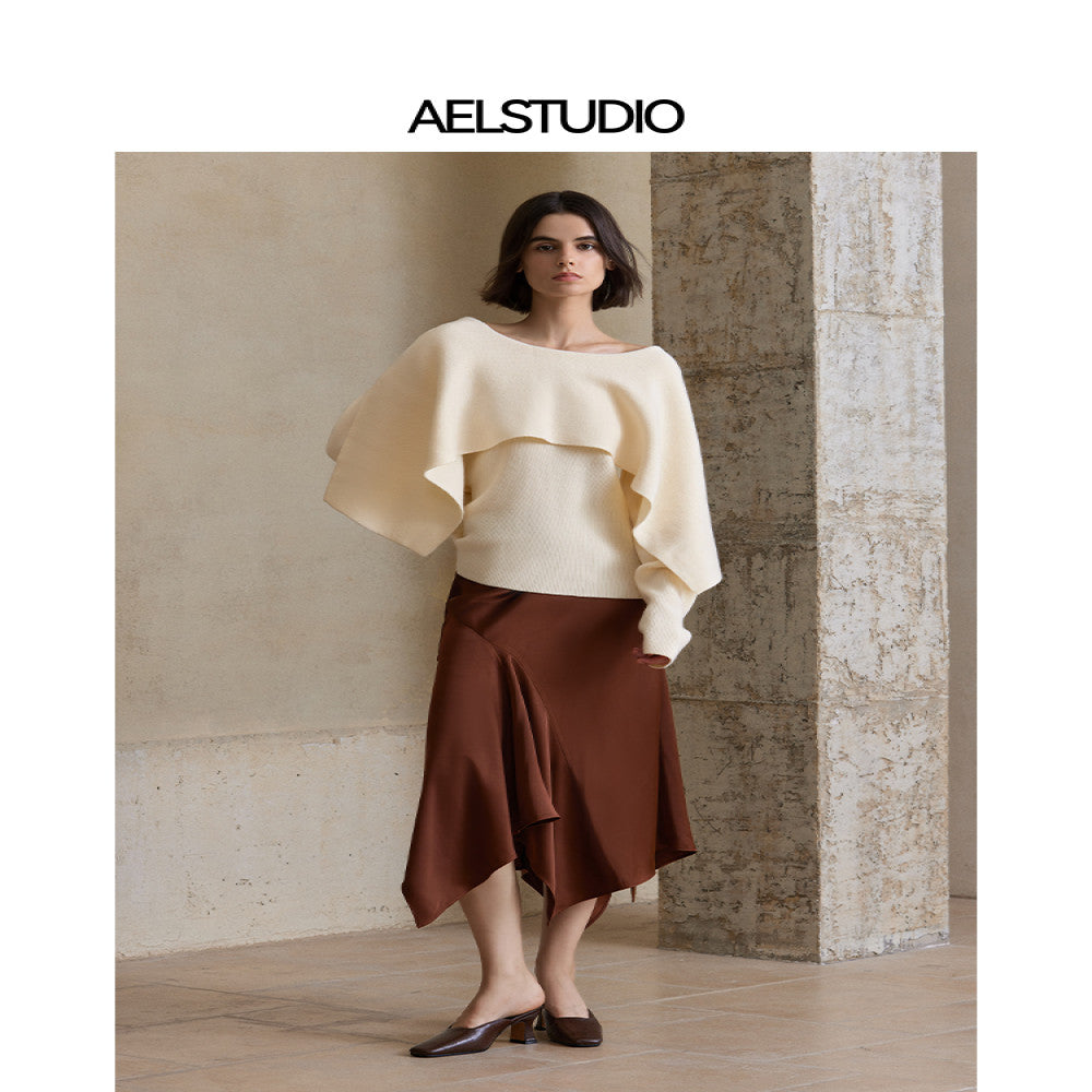 AEL original slim fit design skirt female 2025 new irregular splicing niche autumn and winter skirt image 3