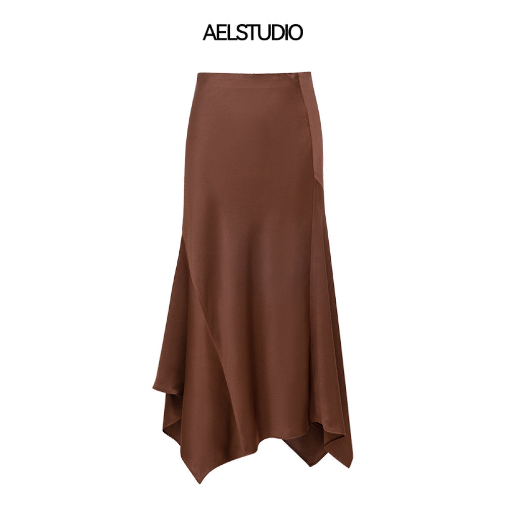 AEL original slim fit design skirt female 2025 new irregular splicing niche autumn and winter skirt image 10