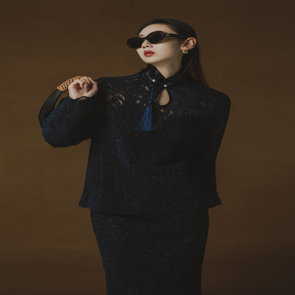 PIAOIN Belize Lace Top Women s New Chinese Cheongsam Collar Tassel Shirt Wide Sleeve Jacket 2024 image 12