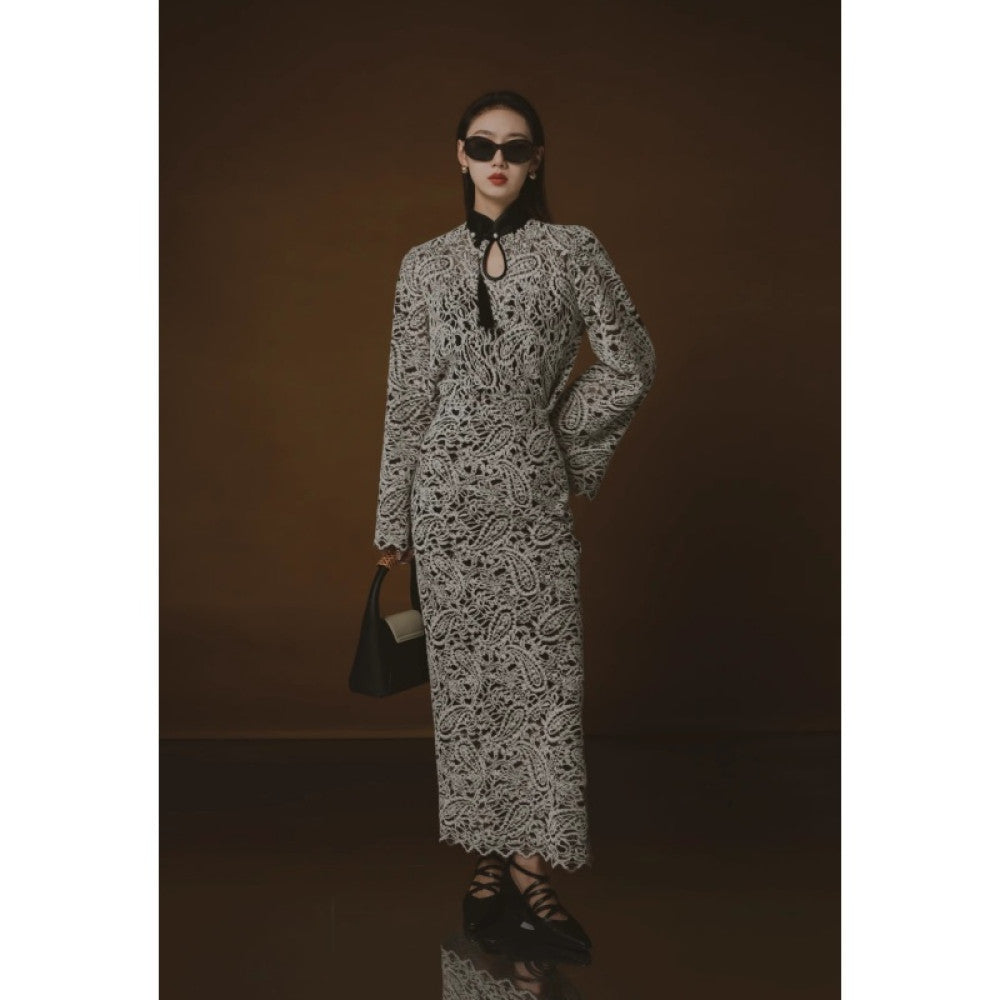 PIAOIN Belize Lace Top Women s New Chinese Cheongsam Collar Tassel Shirt Wide Sleeve Jacket 2024 image 34