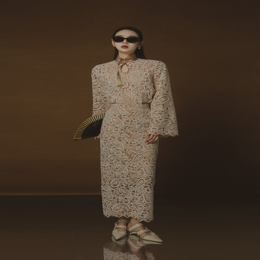 PIAOIN Belize Lace Top Women s New Chinese Cheongsam Collar Tassel Shirt Wide Sleeve Jacket 2024 image 46