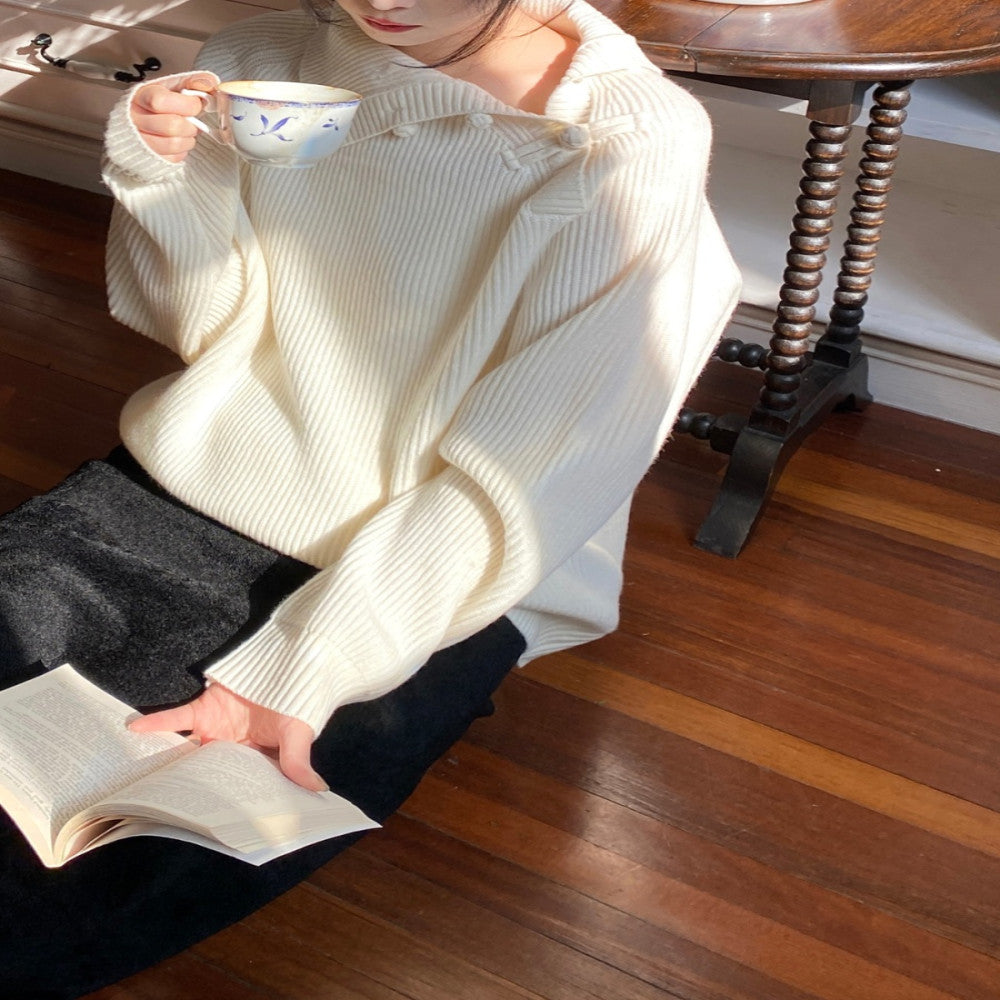 GinGarden New Chinese Sweater All Wool Soft Lazy Sweater image 2