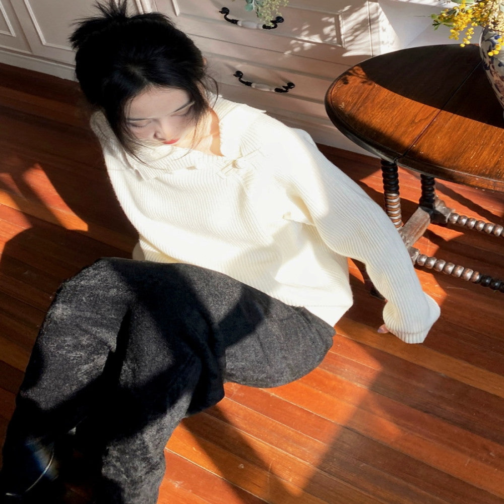 GinGarden New Chinese Sweater All Wool Soft Lazy Sweater image 3