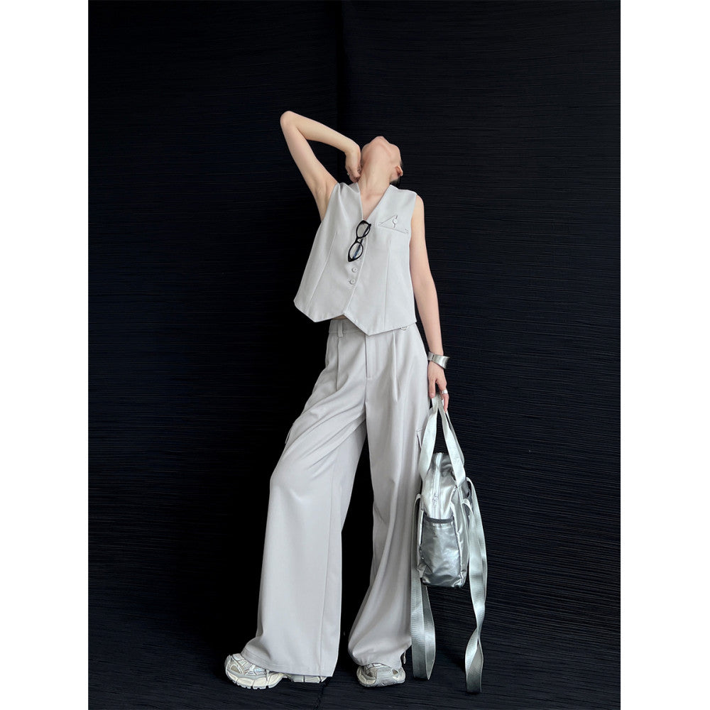 PAPERLLL Xinjian vest suit jacket two piece suit women s spring and autumn collarless design suit top casual suit image 4