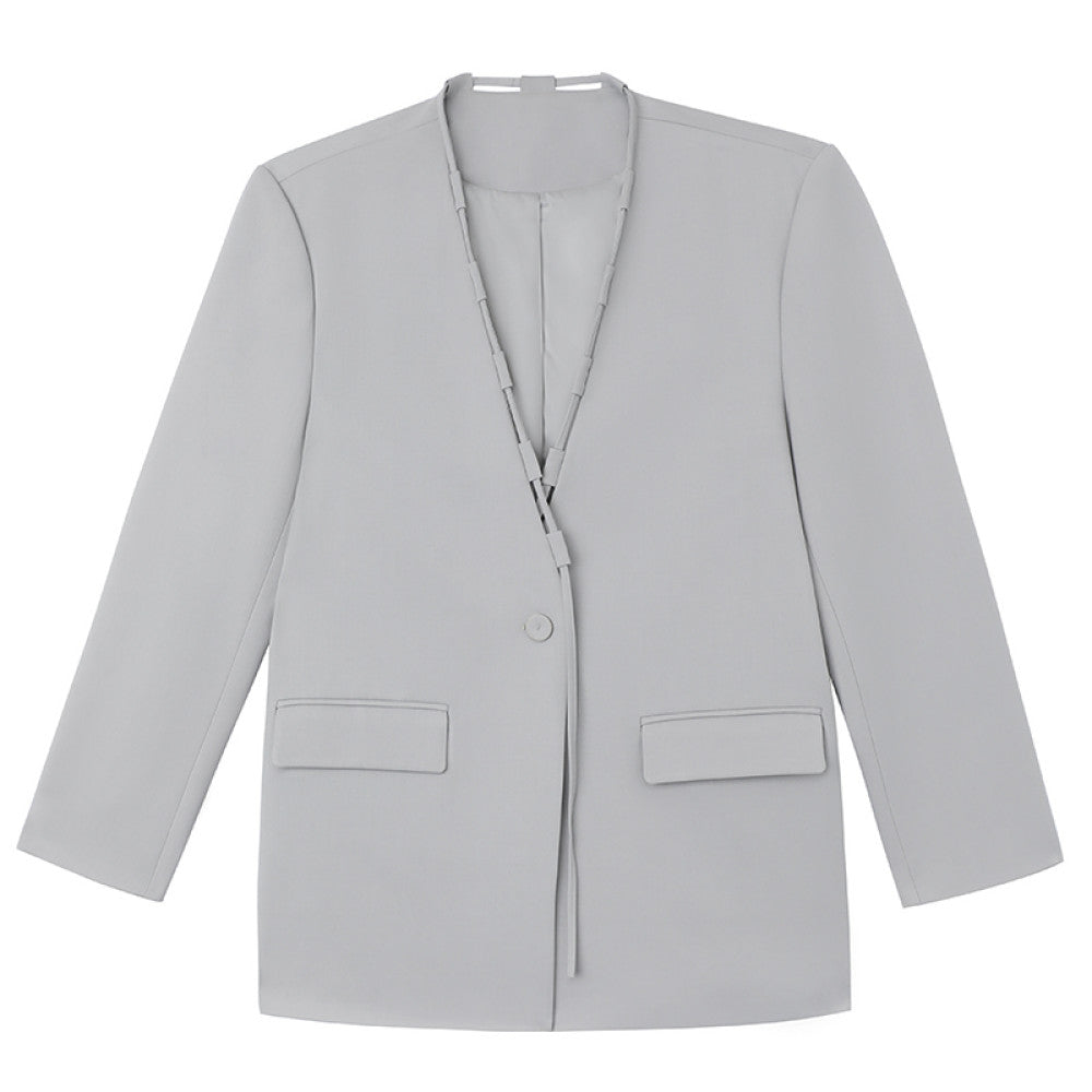 PAPERLLL Xinjian vest suit jacket two piece suit women s spring and autumn collarless design suit top casual suit image 5