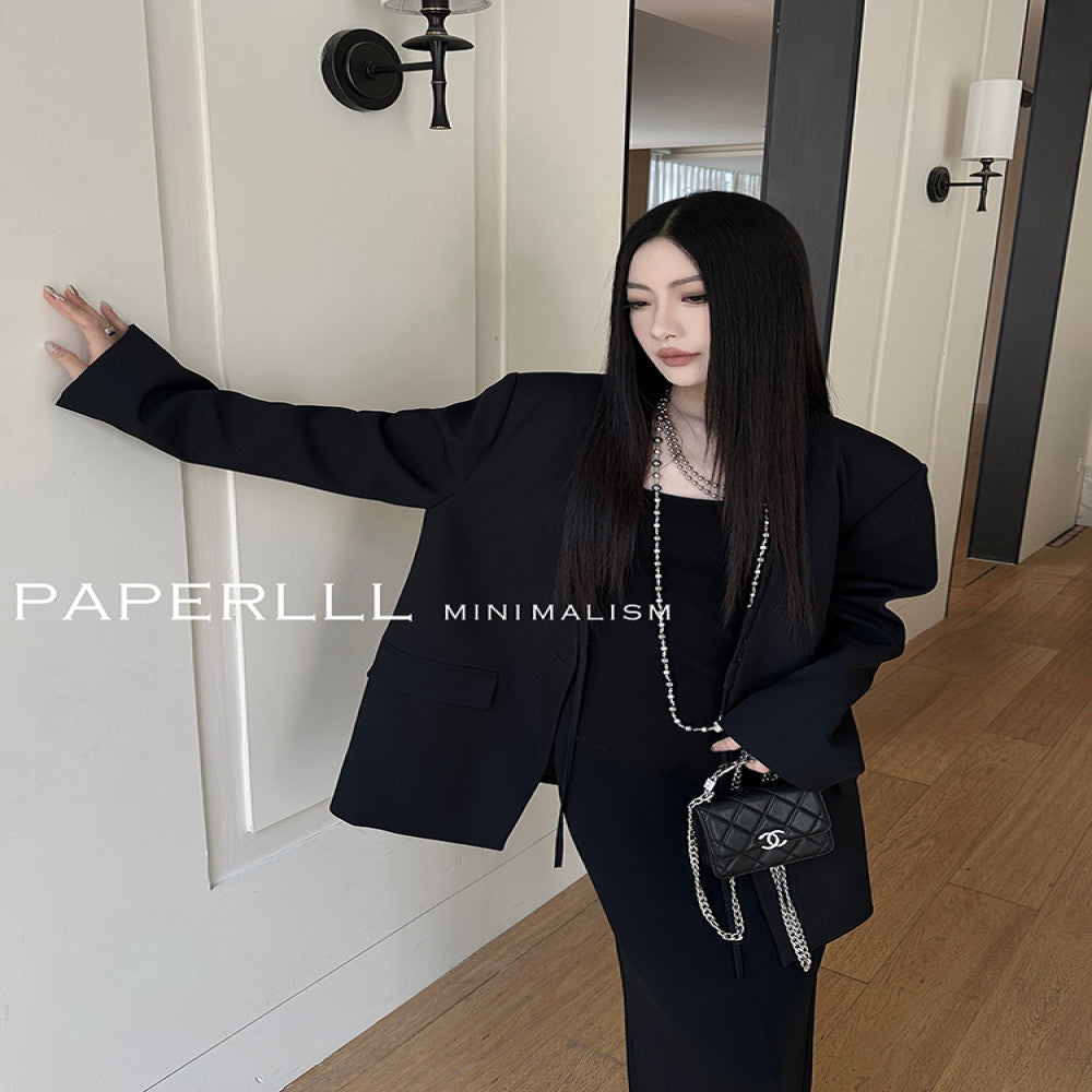 ASAYA4086 ✨ Minimalist Collarless Blazer ✨