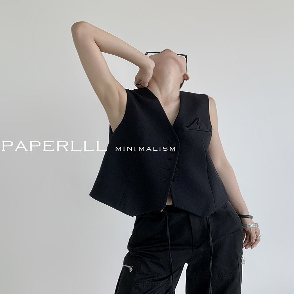 PAPERLLL Xinjian vest suit jacket two piece suit women s spring and autumn collarless design suit top casual suit image 25