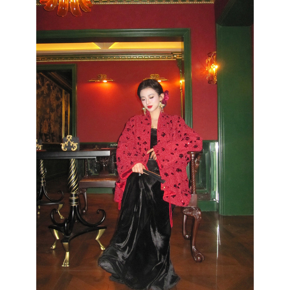 MOSS STUDIO Yun Yang Feng Hua Chinese style winter thickened heavy beaded woolen coat for women image 3