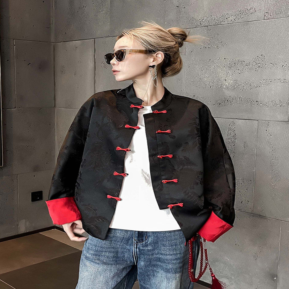 Black New Chinese style ethnic style women s jacket 2024 new spring style classic super beautiful double sided overlay ancient Tang clothing top image 1