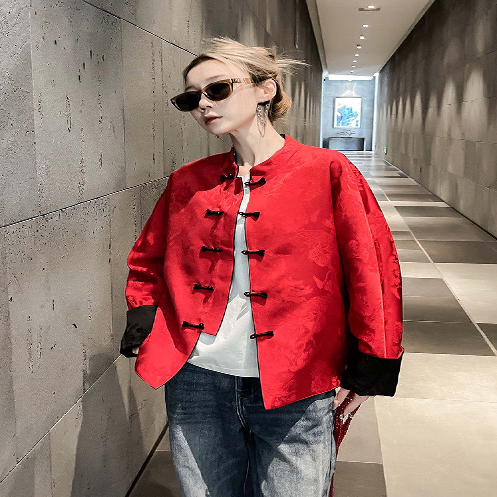 Black New Chinese style ethnic style women s jacket 2024 new spring style classic super beautiful double sided overlay ancient Tang clothing top image 4