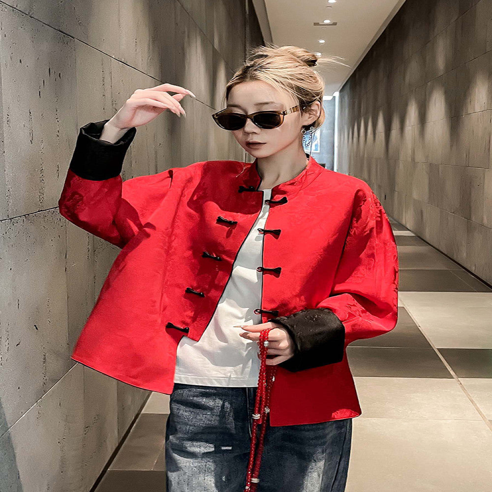 Black New Chinese style ethnic style women s jacket 2024 new spring style classic super beautiful double sided overlay ancient Tang clothing top image 5