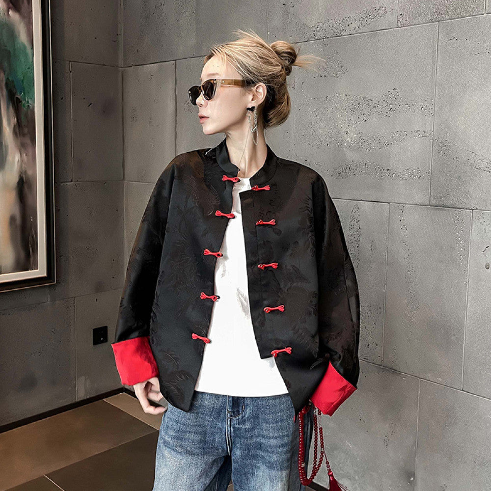 Black New Chinese style ethnic style women s jacket 2024 new spring style classic super beautiful double sided overlay ancient Tang clothing top image 12