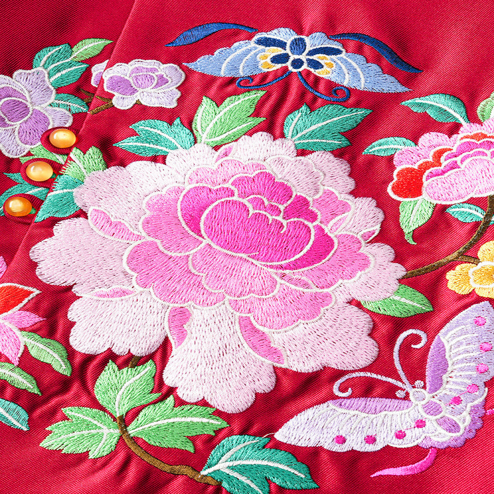 New Year red silk wool jacket for women spring and autumn style unique and beautiful heavy duty national trend embroidery new Chinese style top image 4