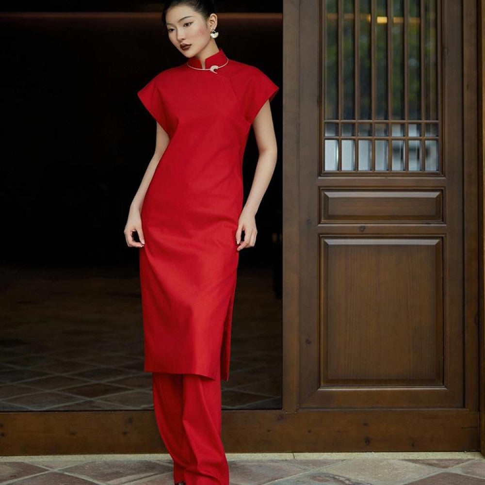 Leaving the pavilion and returning home red qipao dress new Chinese style morning gown female bride s wedding toast dress engagement dress can be worn on a regular basis image 5